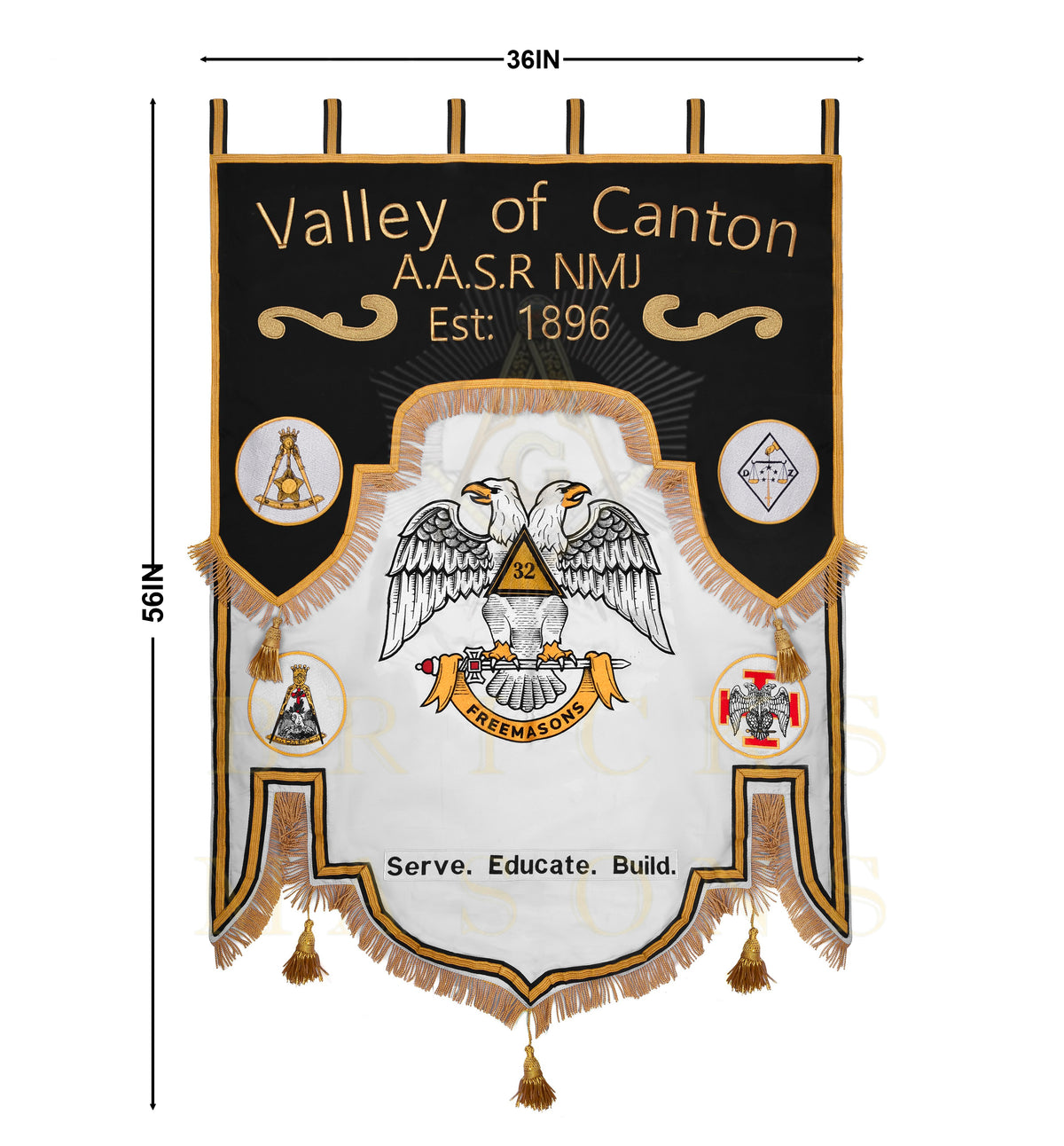 32nd Degree Scottish Rite Banner - Wings Down Machine Embroidery - Bricks Masons