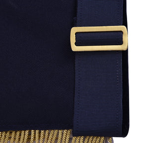 Grand Inspector Apron - Blue Velvet With Gold Hand Embroidery Bullion - Bricks Masons