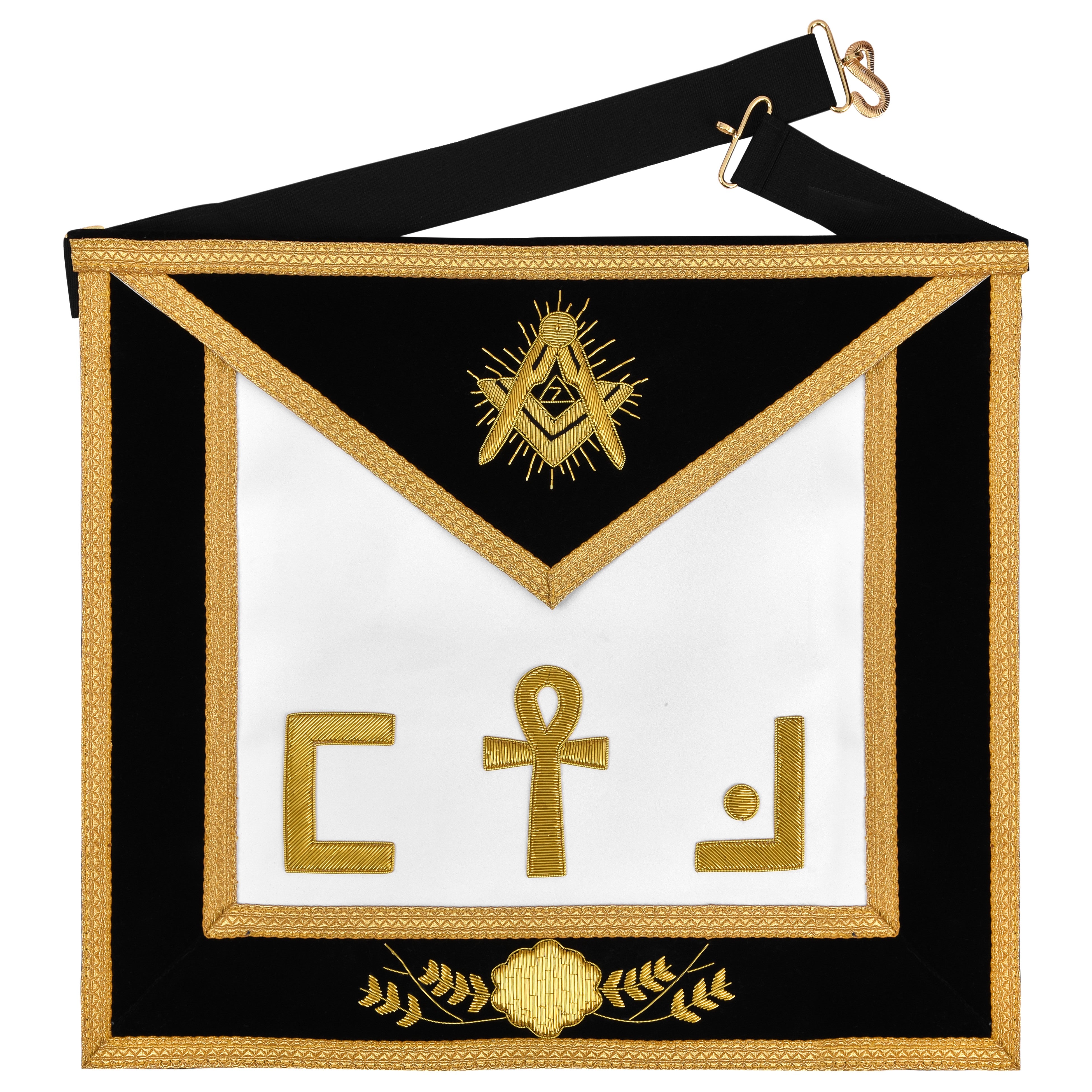 Scottish Rite Apron - Ankh Cross Hand Embroidery Gold Bullion With ...