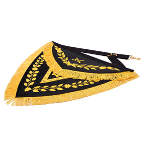 Knights Templar Apron - Triangular Black Velvet Hand Embroidery With Gold Tassels - Bricks Masons