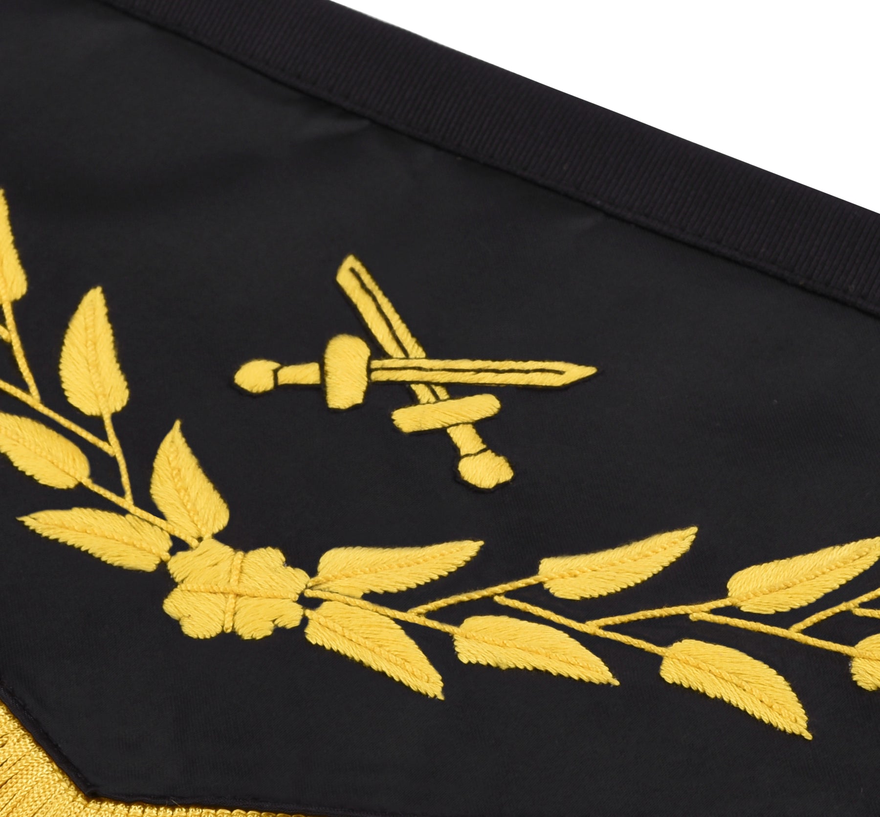 Knights Templar Apron - Triangular Black Velvet Hand Embroidery With Gold Tassels - Bricks Masons