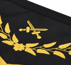 Knights Templar Apron - Triangular Black Velvet Hand Embroidery With Gold Tassels - Bricks Masons