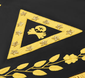 Knights Templar Apron - Triangular Black Velvet Hand Embroidery With Gold Tassels - Bricks Masons