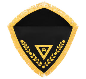 Knights Templar Apron - Triangular Black Velvet Hand Embroidery With Gold Tassels - Bricks Masons