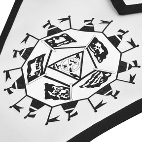 32nd Degree Scottish Rite Apron - Triangular White & Black Printed Emblem With Tassels