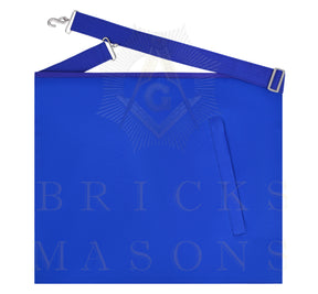 Junior Deacon Blue Lodge Officer Apron - Blue Ribbon With Machine Embroidery Customizable Flap - Bricks Masons