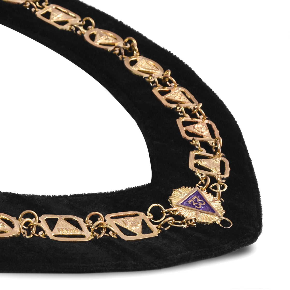 33rd Degree Scottish Rite Chain Collar - Gold Plated With Black Velvet Backing - Bricks Masons