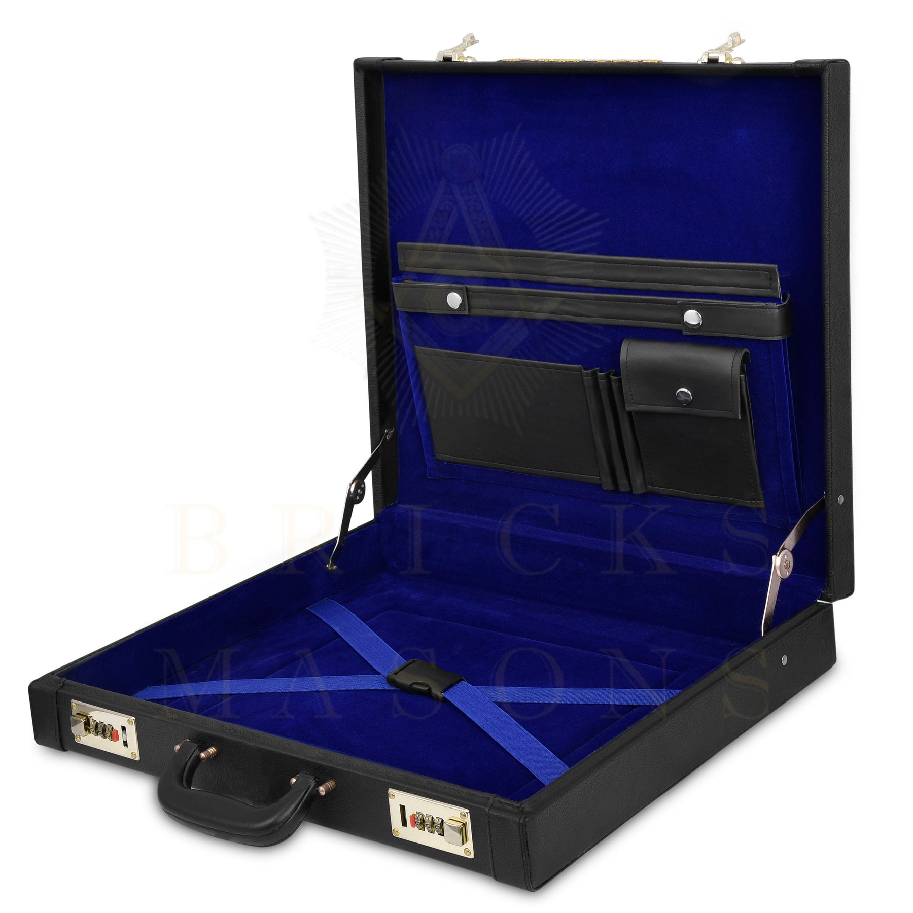 Past Master Blue Lodge Apron Case - Personalized White & Blue Emblem Various Sizes & Materials - Bricks Masons
