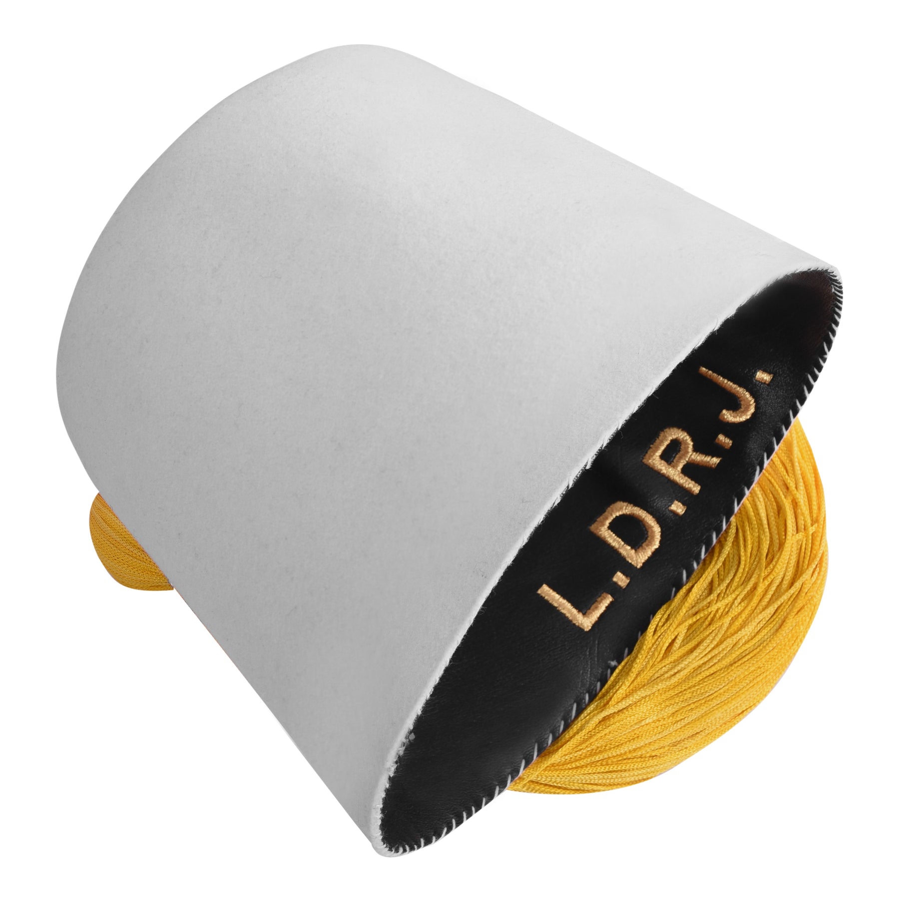 OES Fez Hat - Pure White With Yellow Tassel - Bricks Masons