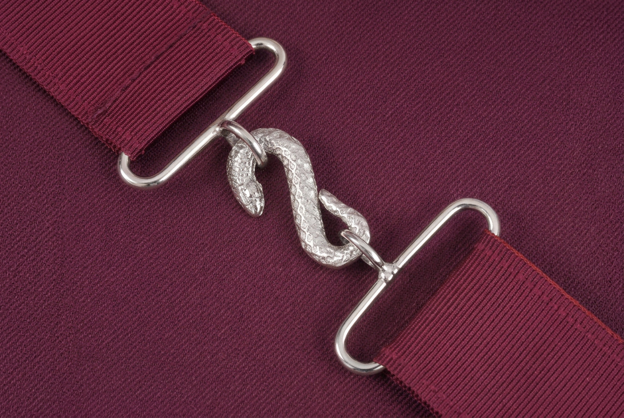 Member Royal & Select Masters Apron - Maroon Velvet With Silver Braid - Bricks Masons