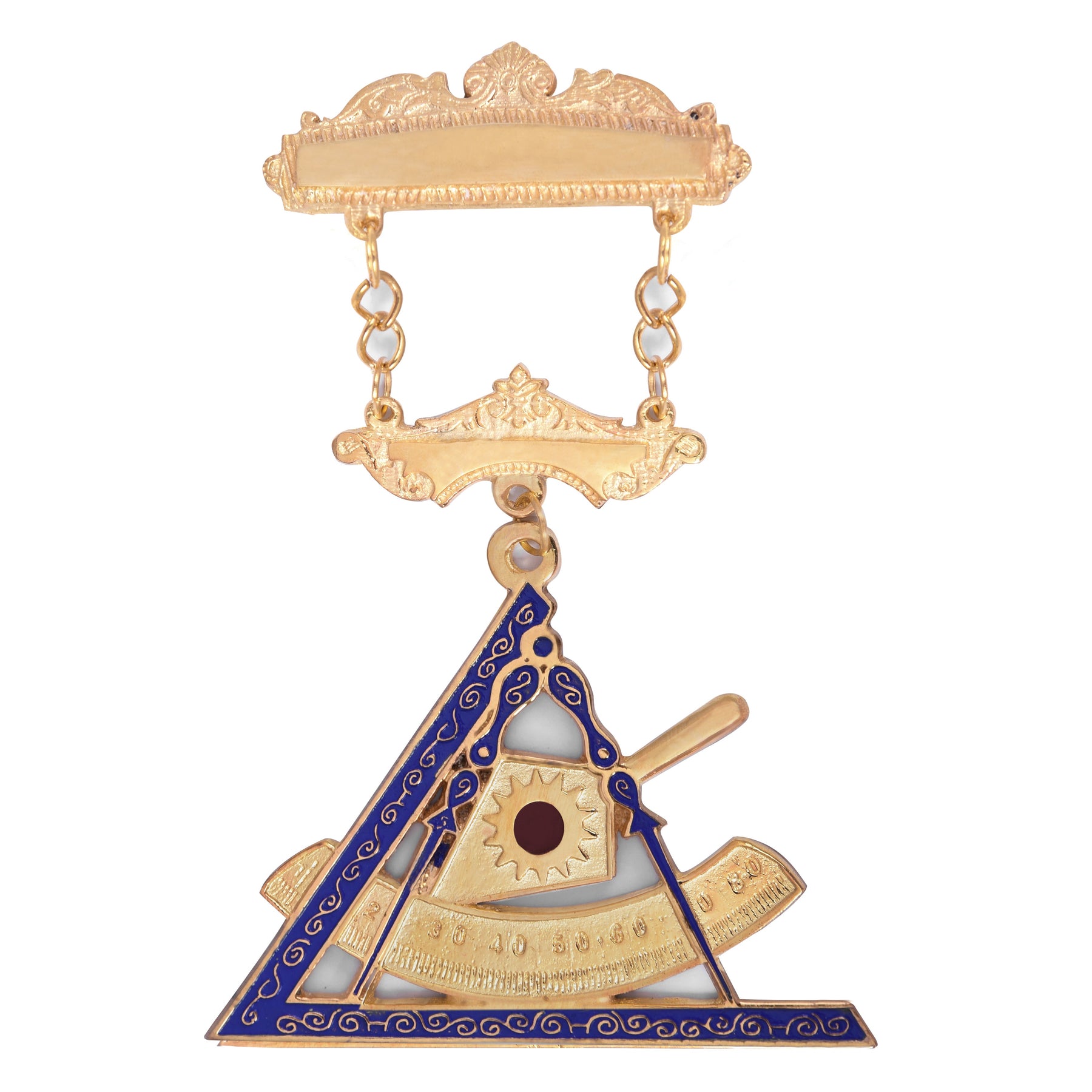 Past Illustrious Master Council Breast Jewel - Gold & Blue With Engravable Bar - Bricks Masons