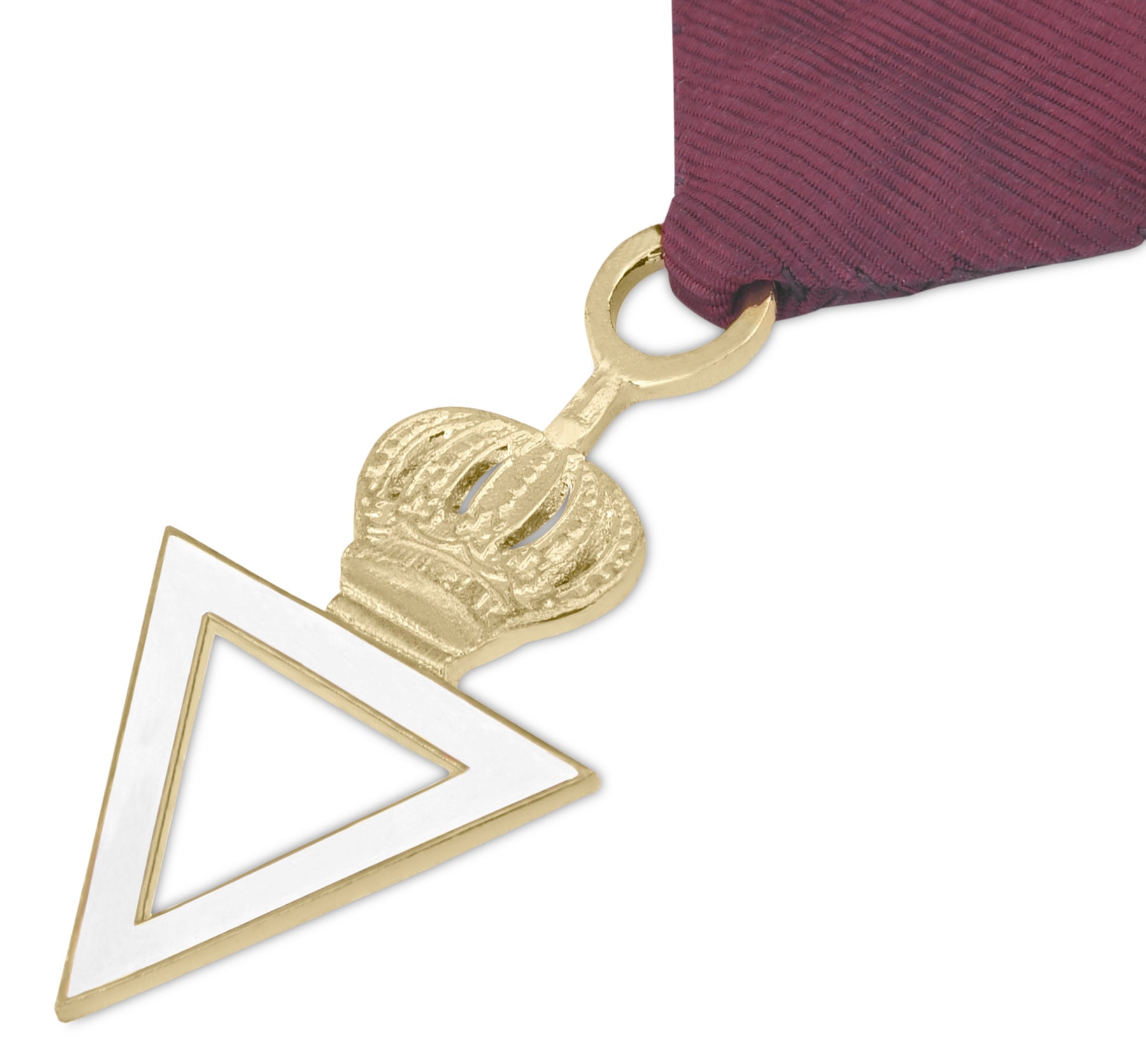 Member Royal & Select Masters Breast Jewel - Maroon Ribbon with Silver Plated Crown & Triangle Penda - Bricks Masons
