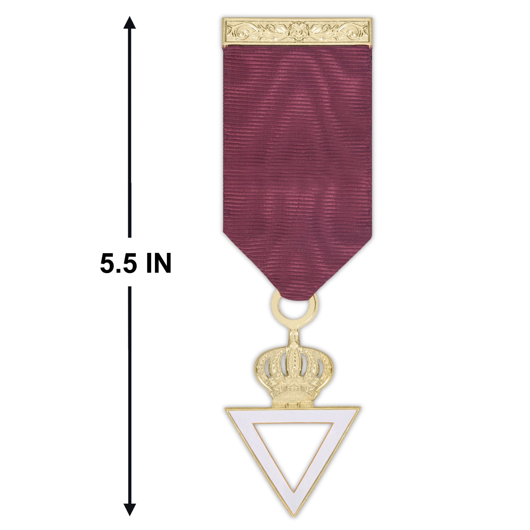Member Royal & Select Masters Breast Jewel - Maroon Ribbon with Silver Plated Crown & Triangle Penda - Bricks Masons