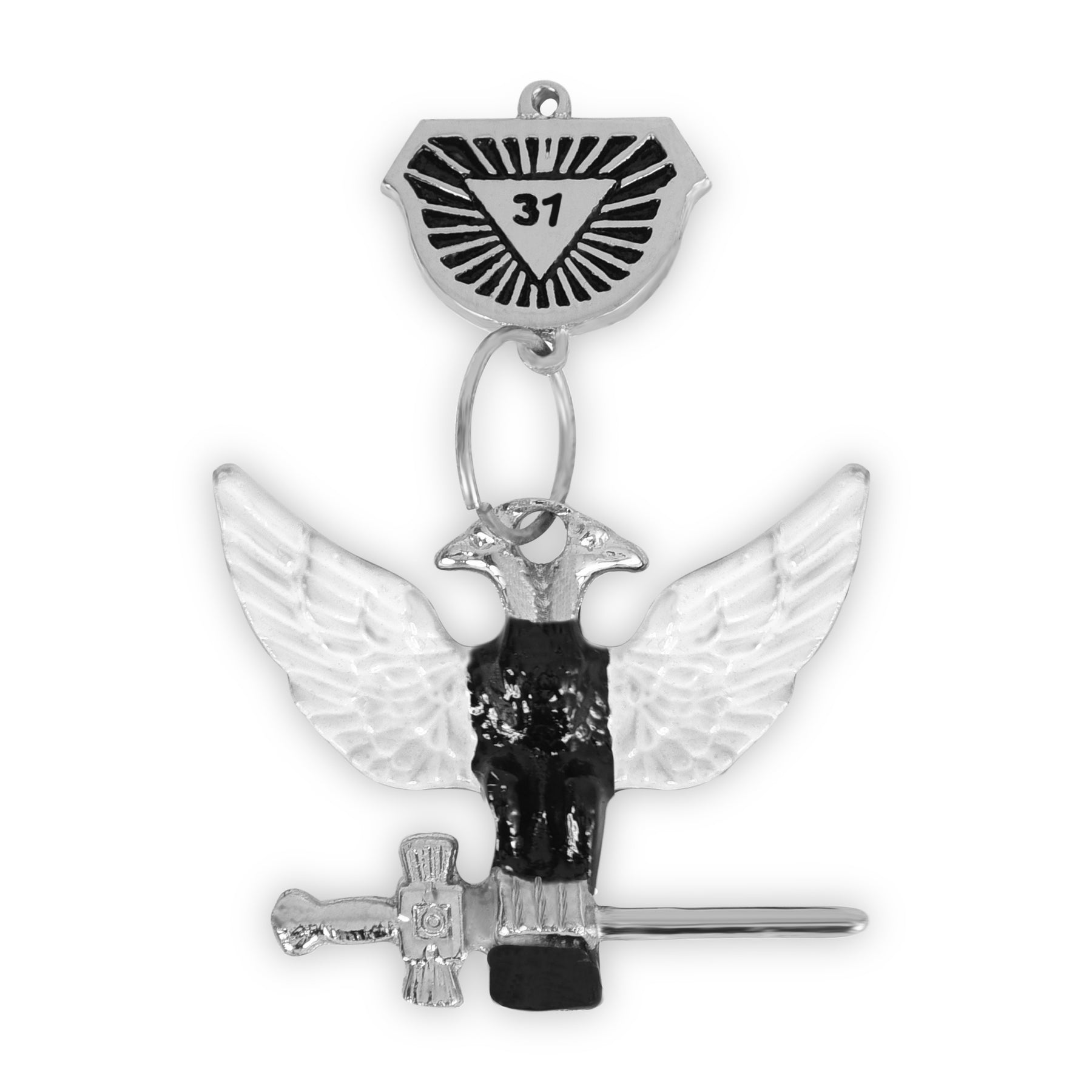 31st Degree Scottish Rite Collar Jewel - Wings Up Silver Plated - Bricks Masons