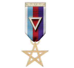 Excellent Master Royal & Select Masters Breast Jewel - Multicolor Ribbon with Gold-Finish Six-Pointed Star Pendant - Bricks Masons