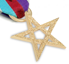 Excellent Master Royal & Select Masters Breast Jewel - Multicolor Ribbon with Silver Finish Six-Pointed Star Pendant - Bricks Masons