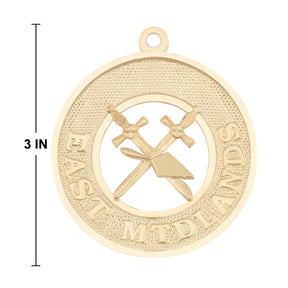 District Grand Captain of Guard Royal & Select Masters Officer Collar Jewel - East Midlands Gold Plated - Bricks Masons