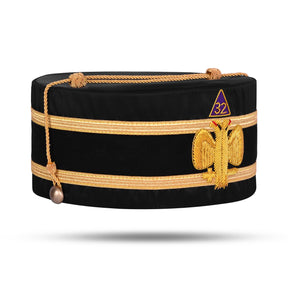 32nd Degree Scottish Rite Crown Cap - Wings Down Hand Embroidery Gold Bullion - Bricks Masons