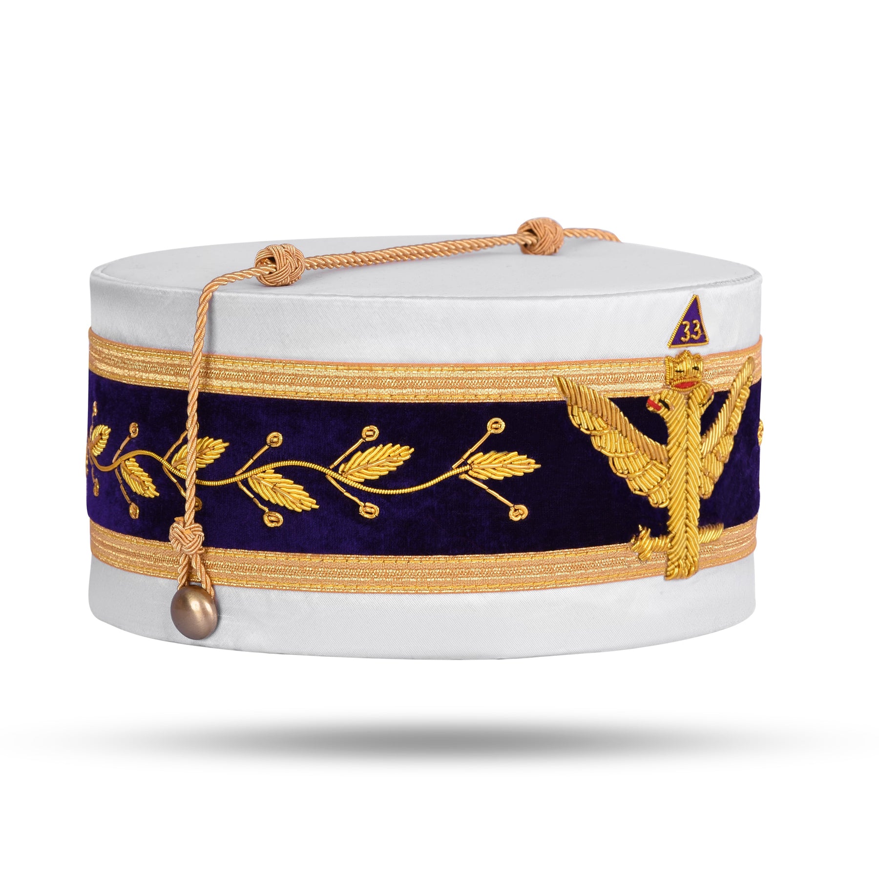 33rd Degree Scottish Rite Crown Cap - Wings Up Hand Embroidery With Gold Bullion - Bricks Masons