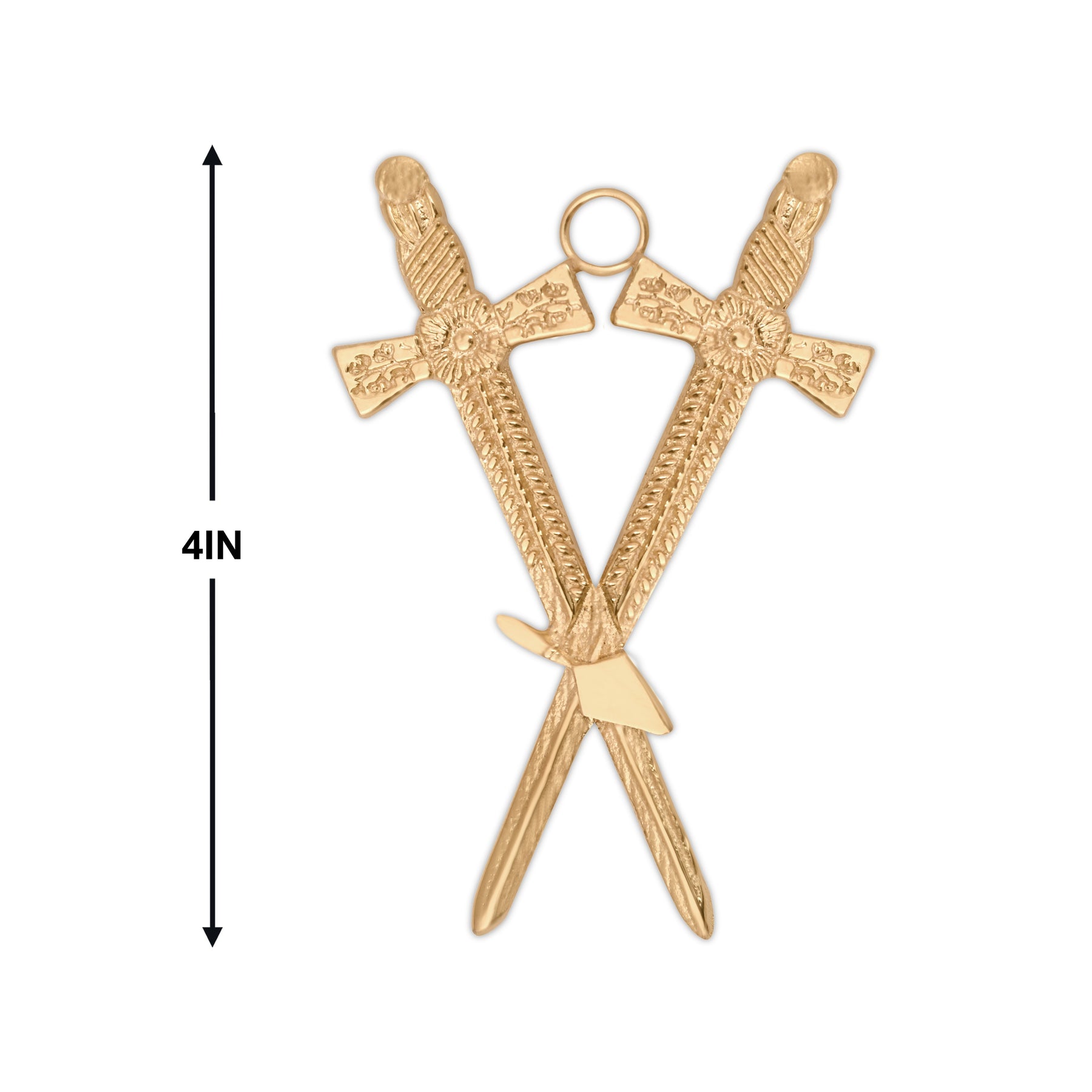 Steward Royal & Select Masters Officer Collar Jewel - Gold Plated Trowel & Crossed Swords - Bricks Masons
