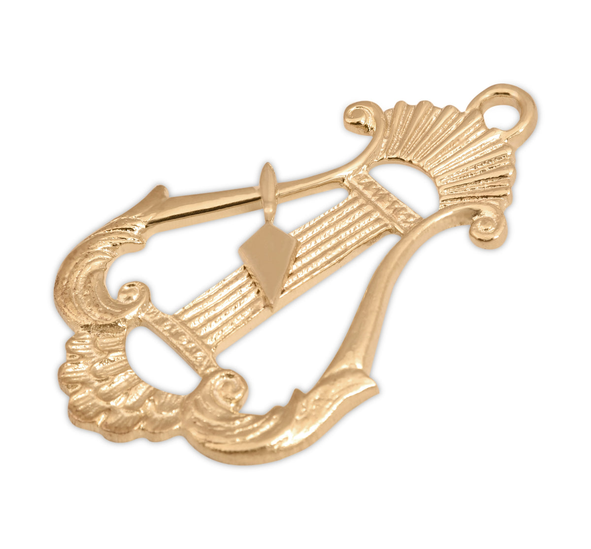 Organist Royal & Select Masters Officer Collar Jewel - Gold Plated Lyre - Bricks Masons