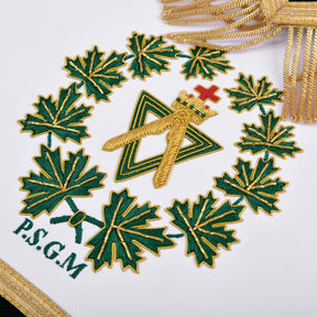 Past Sovereign Grand Master Allied Masonic Degrees Apron - Forest Green Velvet With Gold Fringe - Bricks Masons