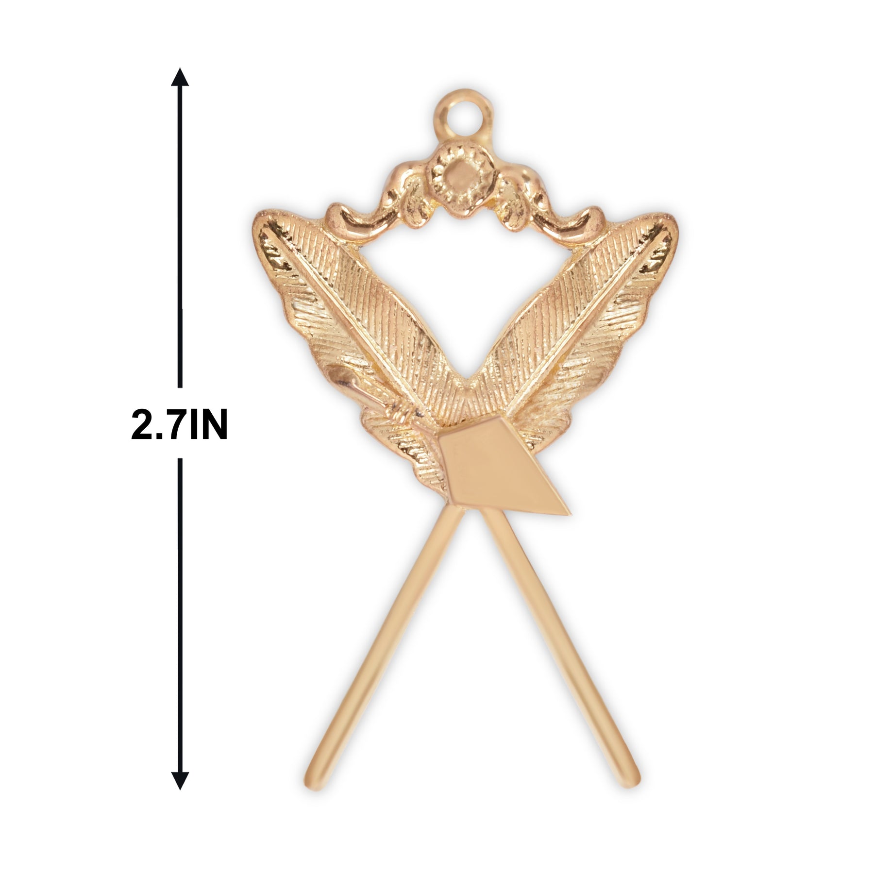 Recorder Royal & Select Masters Officer Collar Jewel - Gold Plated Trowel & Crossed Pens - Bricks Masons