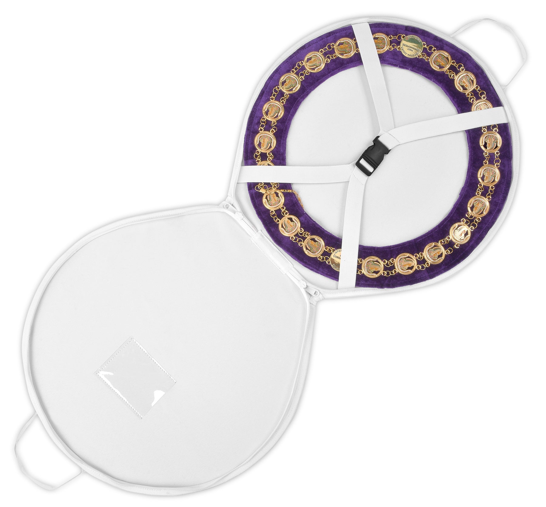Universal Chain Collar Case - White Leather Round Shaope With Different Materials - Bricks Masons