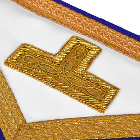 Past Master Blue Lodge Apron - Blue Ribbon With Hand Embroidery Bullion And Chain Tassels - Bricks Masons