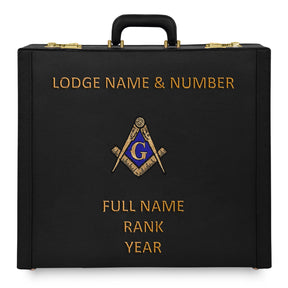 Master Mason Blue Lodge Apron Case - Hand Embroidery Personalization With Gold Lock - Bricks Masons