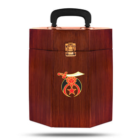 Shriners Fez Case - Textured Wood With Red Velvet Interior - Bricks Masons