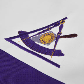 Past Illustrious Master Council Apron - Purple Ribbon Machine Embroidery - Bricks Masons