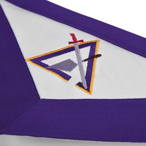 Past Illustrious Master Council Apron - Purple Ribbon Machine Embroidery - Bricks Masons