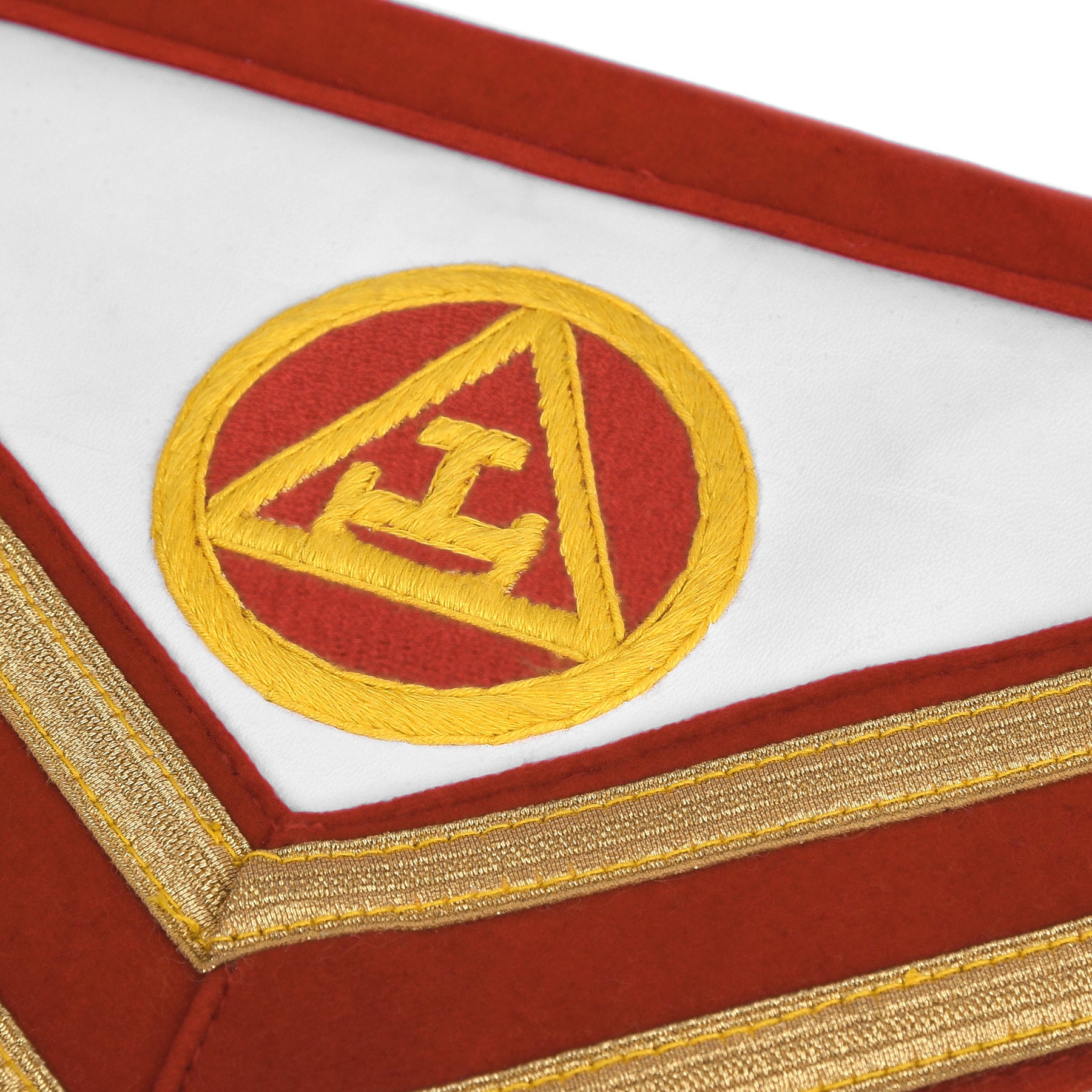 Royal Arch Chapter Apron - Red Velvet With Gold Embroided Emblem & Braid - Bricks Masons