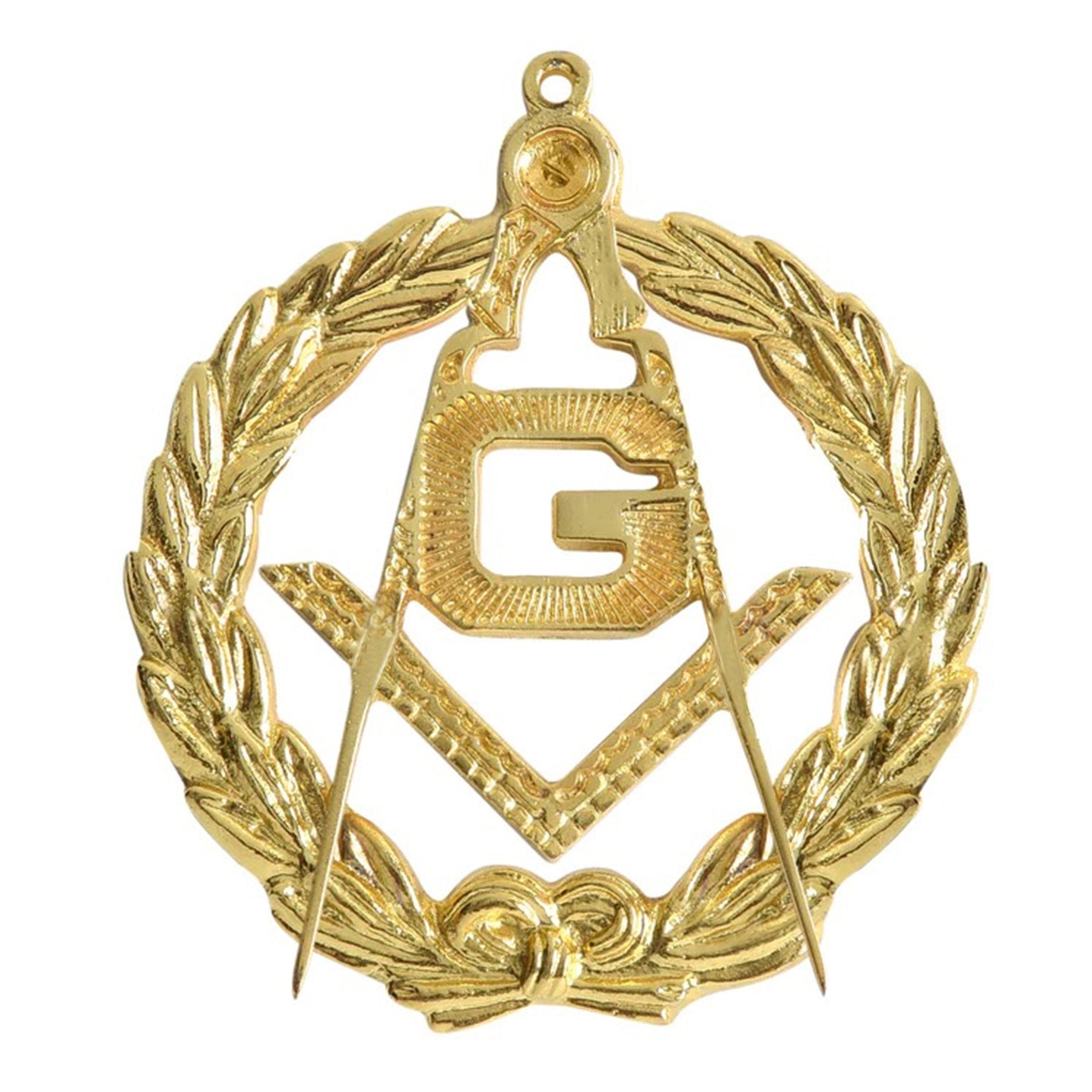 Master Mason Blue Lodge Collar Jewel - Gold Square & Compass G with Wreath - Bricks Masons