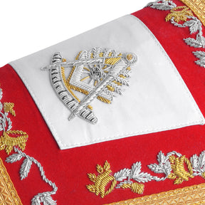 Past Master Blue Lodge California Regulation Cuff - Red Hand Embroidery With Gold Fringe - Bricks Masons