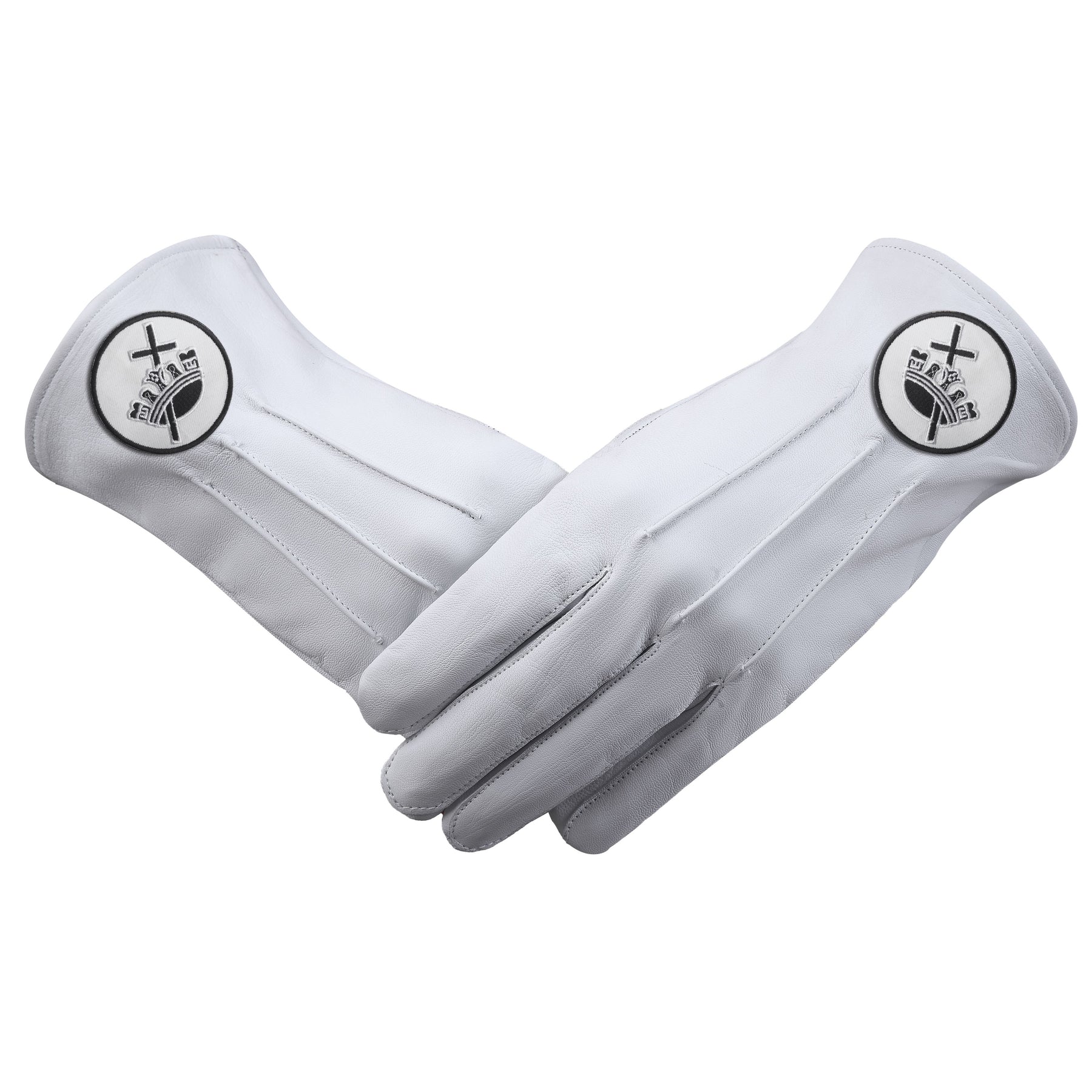 Knights Templar Commandery Glove - Leather With White & Black Patch - Bricks Masons