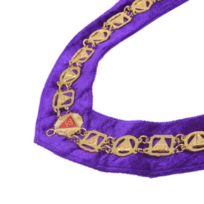 33rd Degree Scottish Rite Chain Collar - Gold Plated With Purple Velvet Backing - Bricks Masons