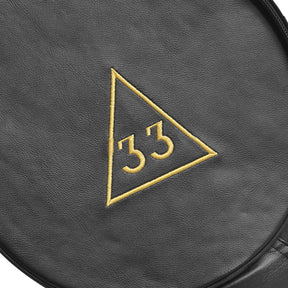 33rd Degree Scottish Rite Crown Cap Case - Black Leather And Gold - Bricks Masons
