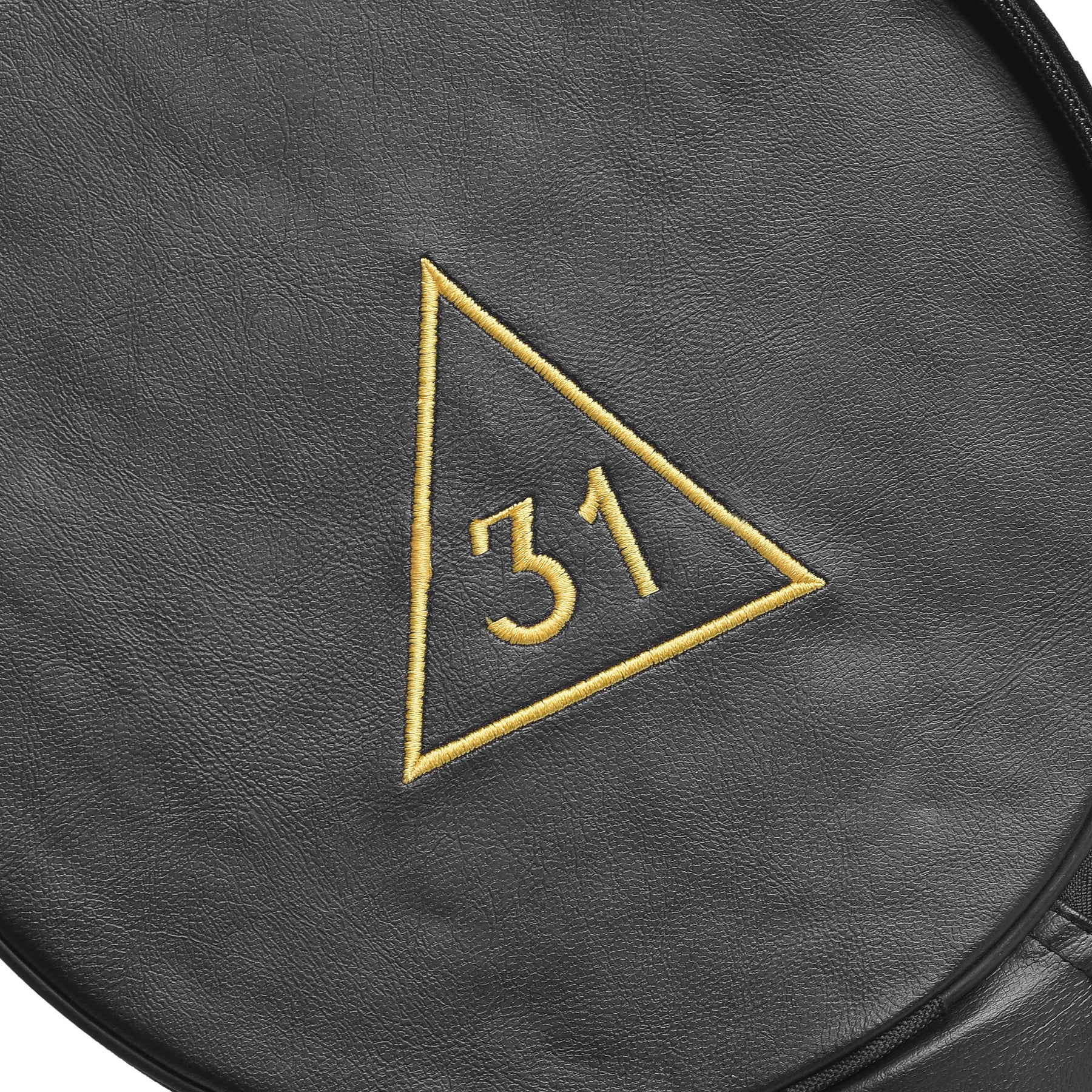 31st Degree Scottish Rite Crown Cap Case - Black Leather And Gold - Bricks Masons