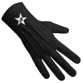 Knights Templar Commandery Glove - Black Cotton With Star Patch - Bricks Masons