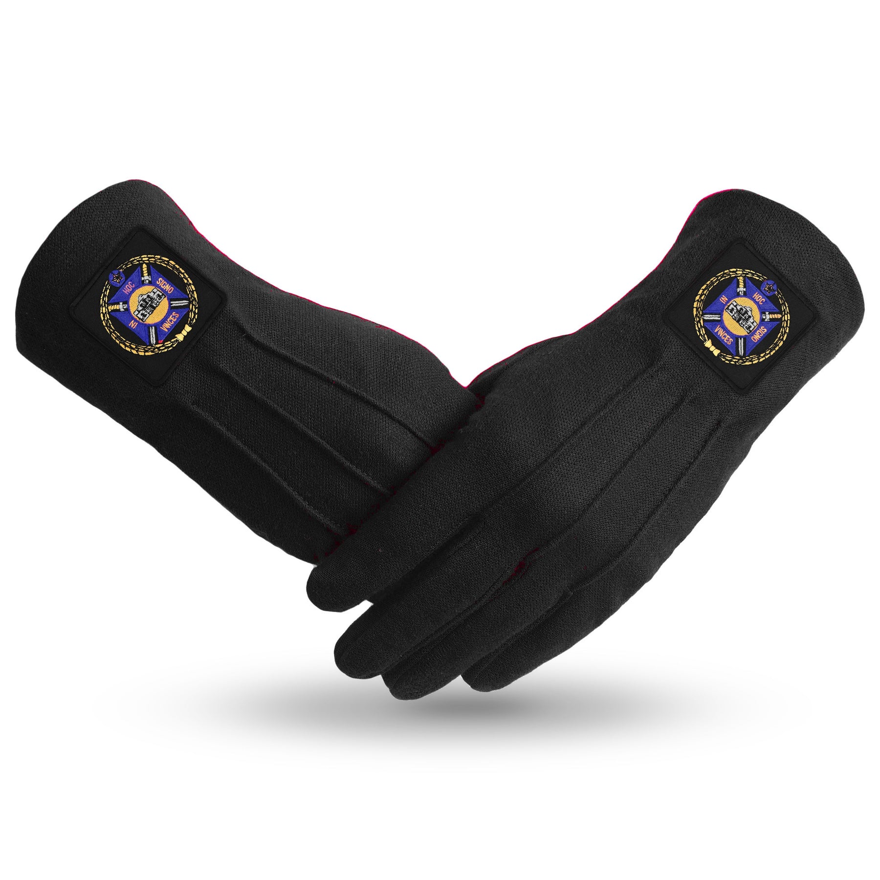 Knights Templar Commandery Glove - Black Patch With Purple Emblem - Bricks Masons