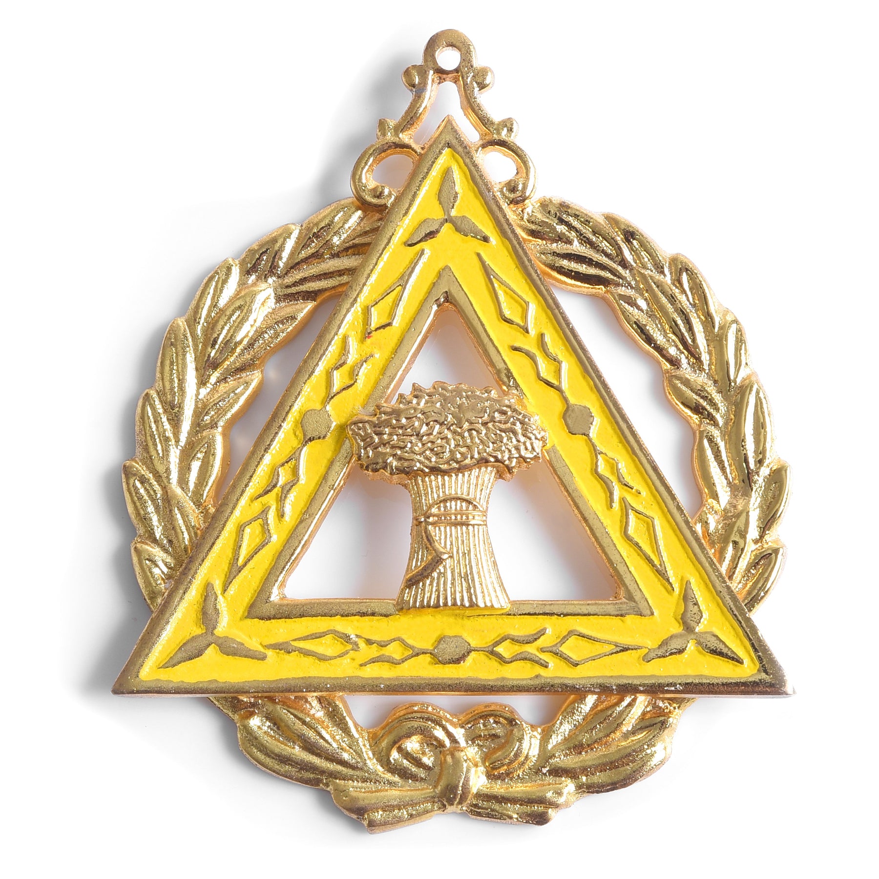 Grand Worthy Ruth OES Officer Collar Jewel - Gold Plated With Yellow - Bricks Masons