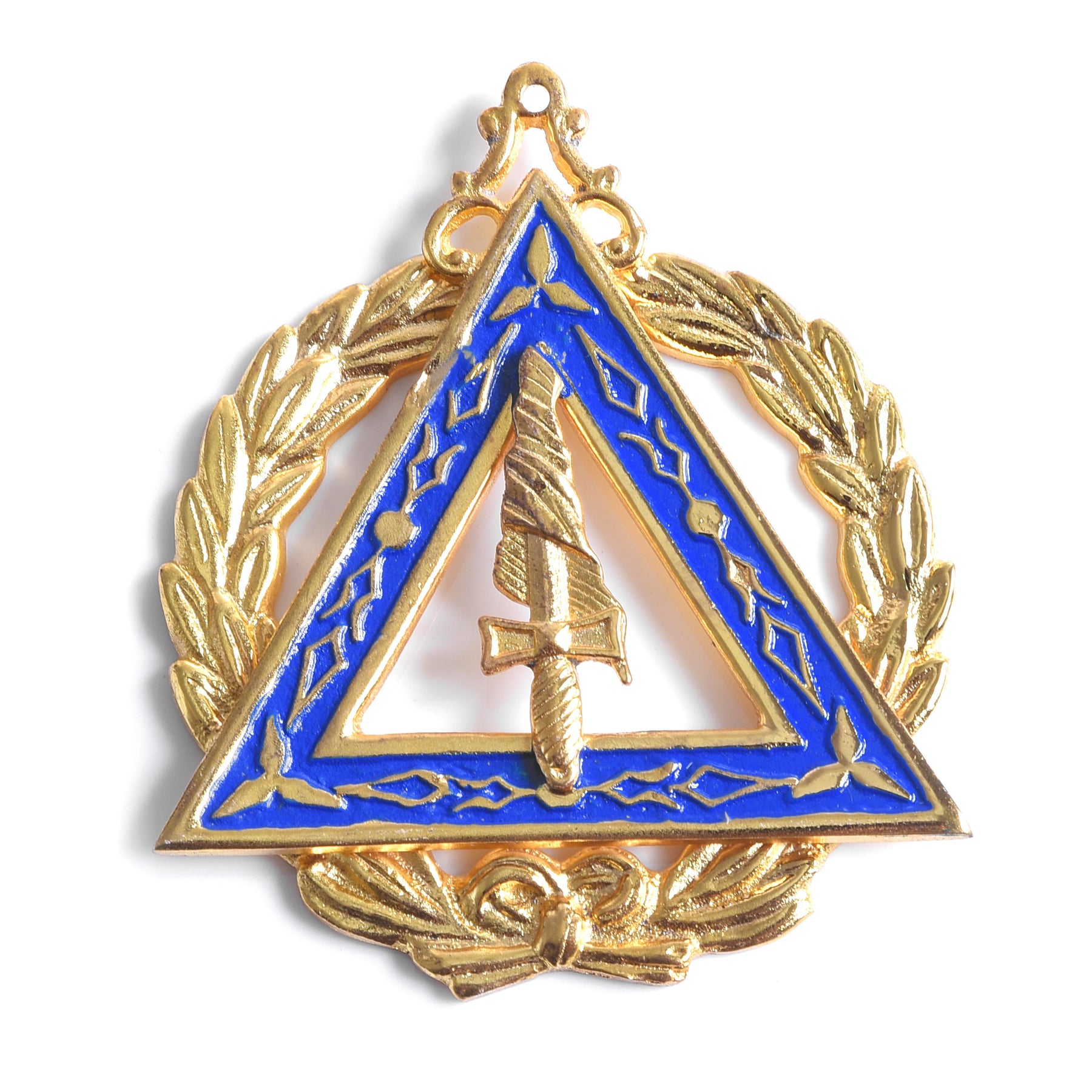 Grand Worthy Adah OES Officer Collar Jewel - Gold Plated With Blue - Bricks Masons