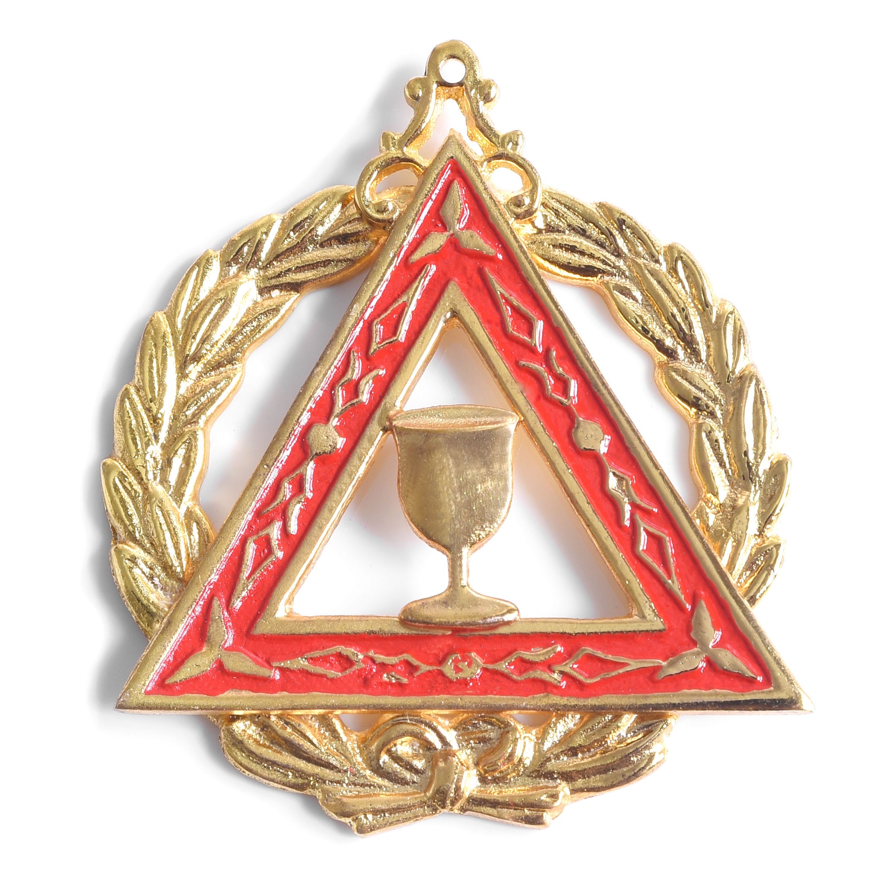 Grand Worthy Electa OES Officer Collar Jewel - Gold Plated With Red - Bricks Masons