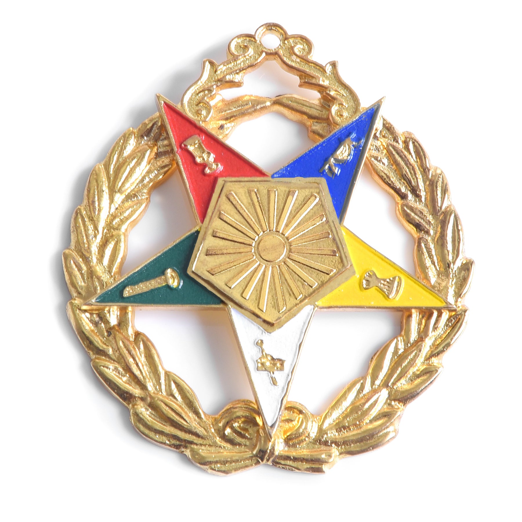 Grand Associate Matron OES Officer Collar Jewel - Gold Plated Colorful Star - Bricks Masons