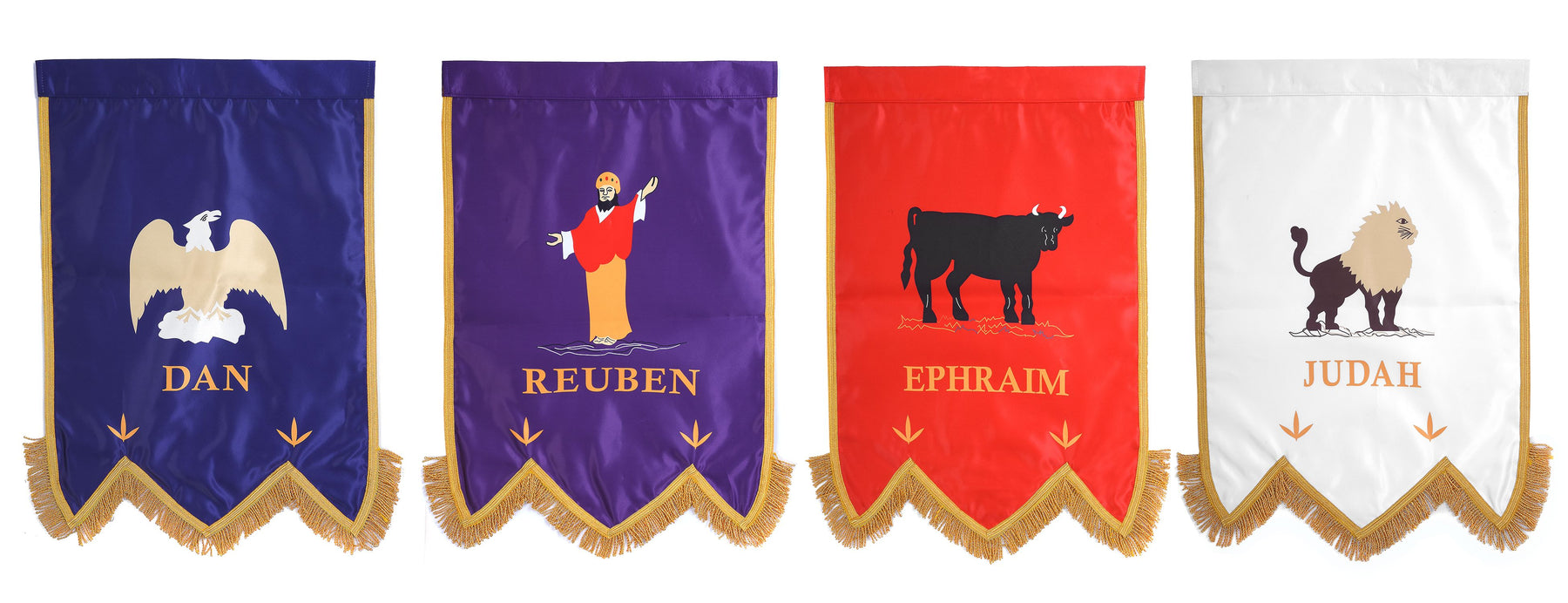 Royal Arch Chapter Banner - Printed With Gold Braid & Fringe (Set of Four) - Bricks Masons