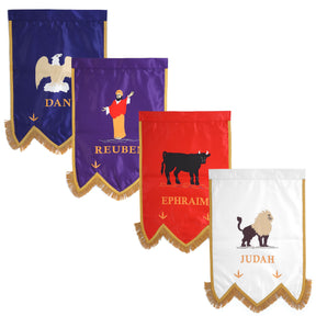 Royal Arch Chapter Banner - Printed With Gold Braid & Fringe (Set of Four) - Bricks Masons