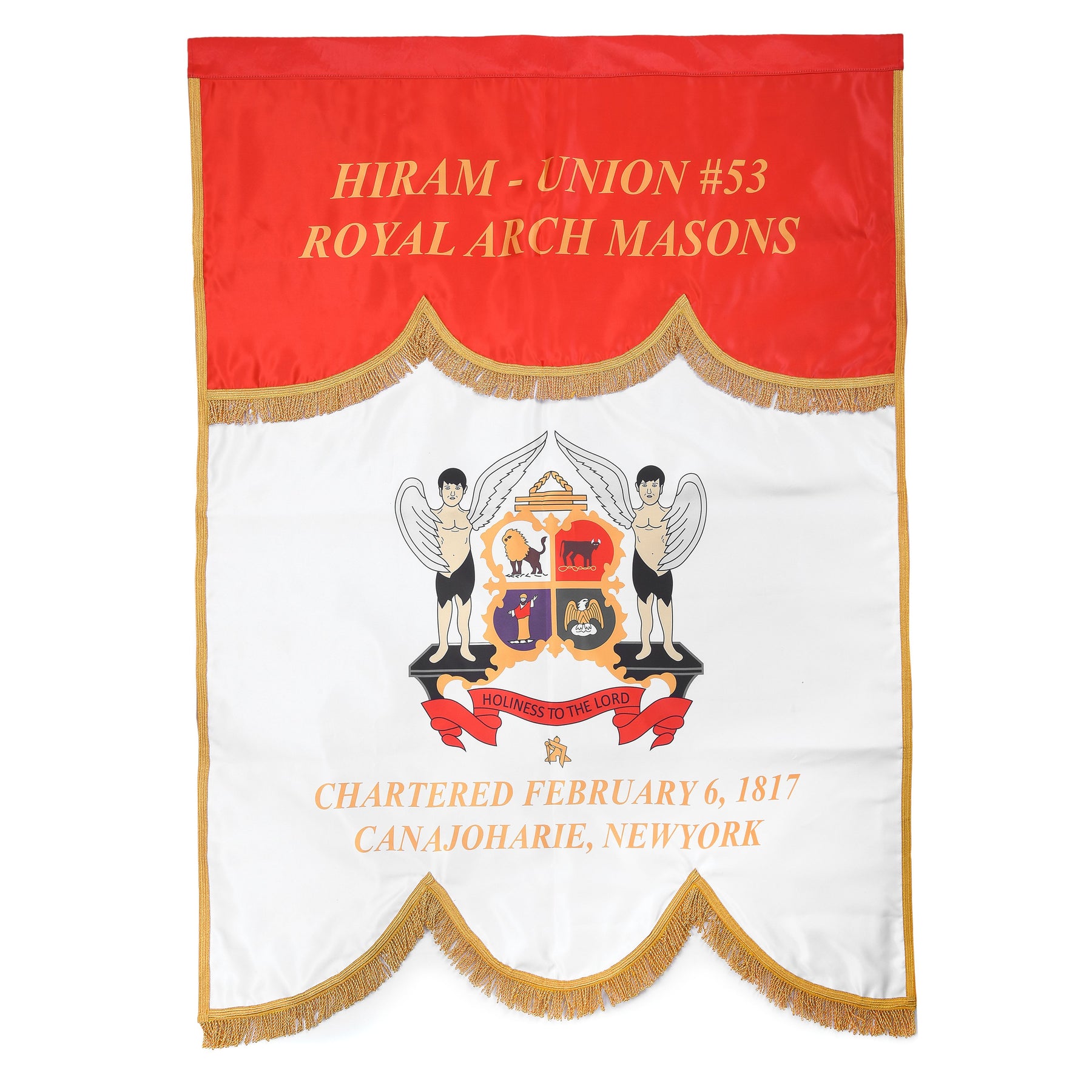 Royal Arch Chapter Banner - Printed With Gold Braid & Fringe - Bricks Masons