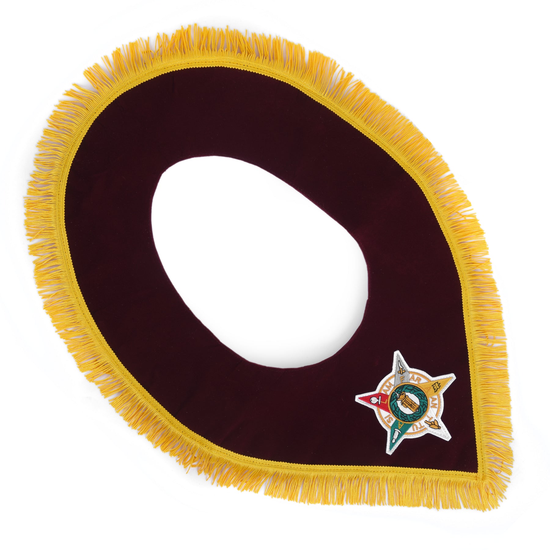 Order of Amaranth Collar - Maroon Velvet With Yellow Braid & Fringe - Bricks Masons